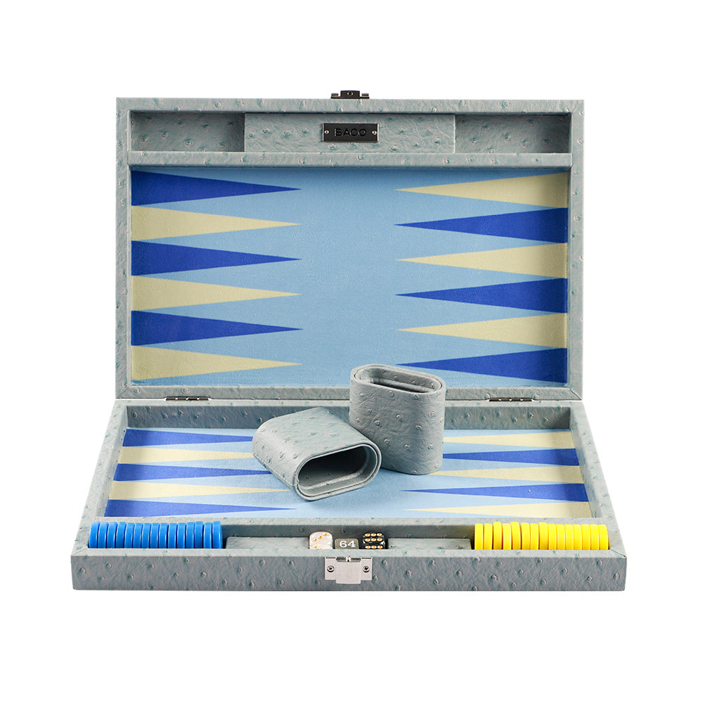BACO Backgammon Autruche Bleu Nuage-15inch