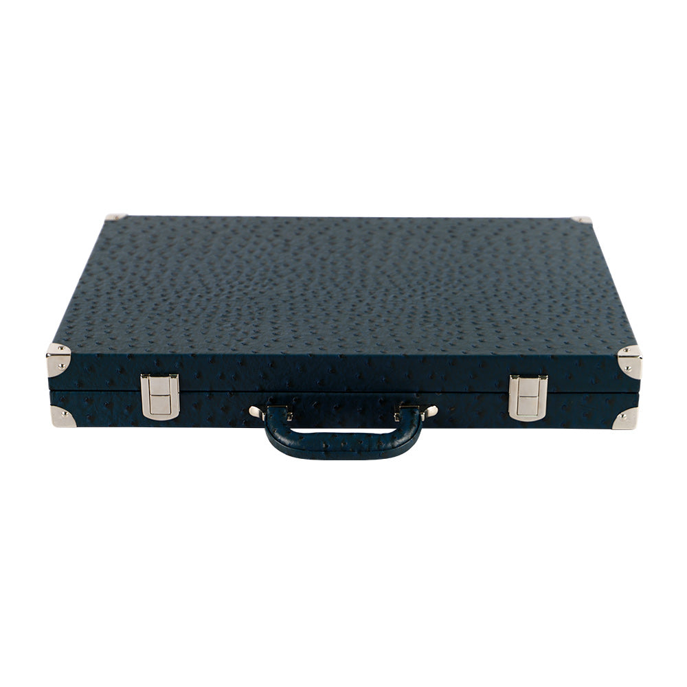 BACO Navy Ostrich Large Backgammon