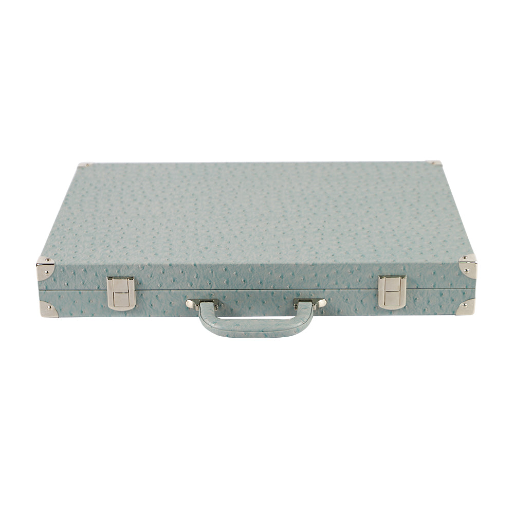BACO Baby Blue Ostrich Large Backgammon - bacobackgammon