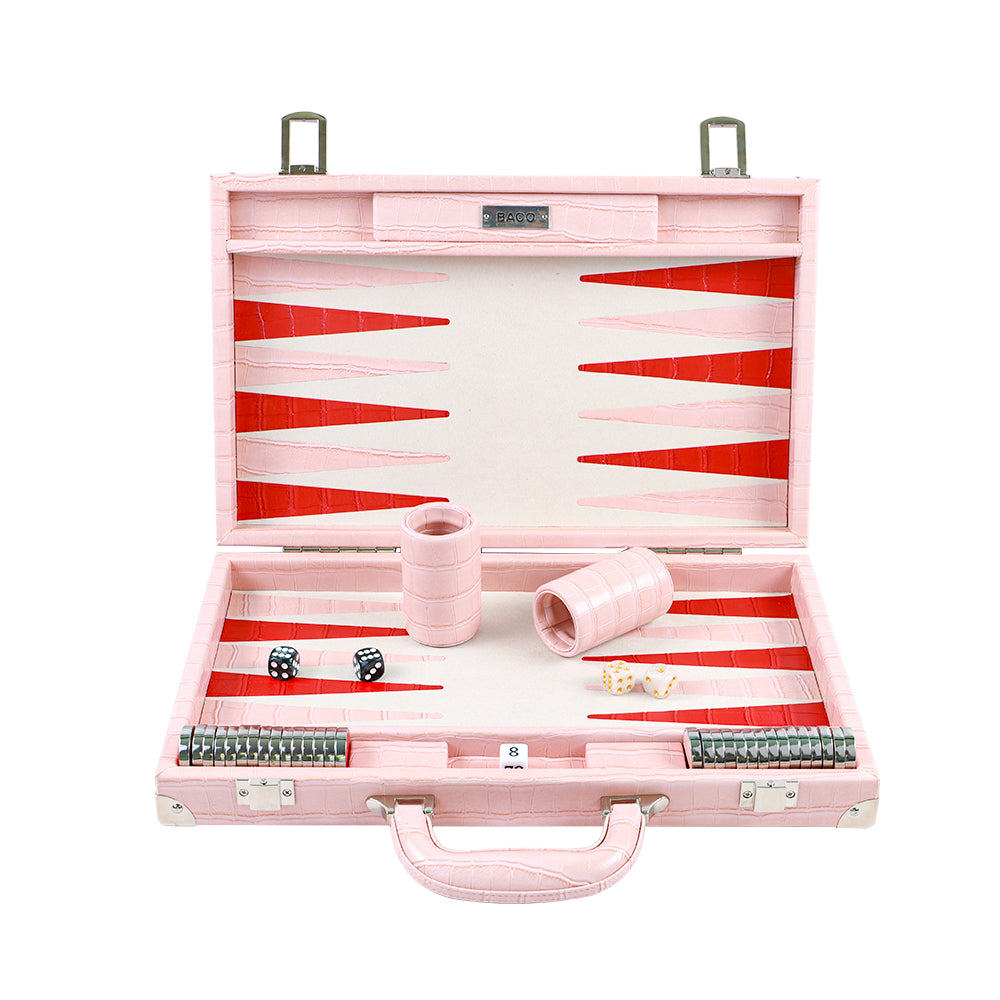 Pink Alligator Backgammon-15inches - bacobackgammon