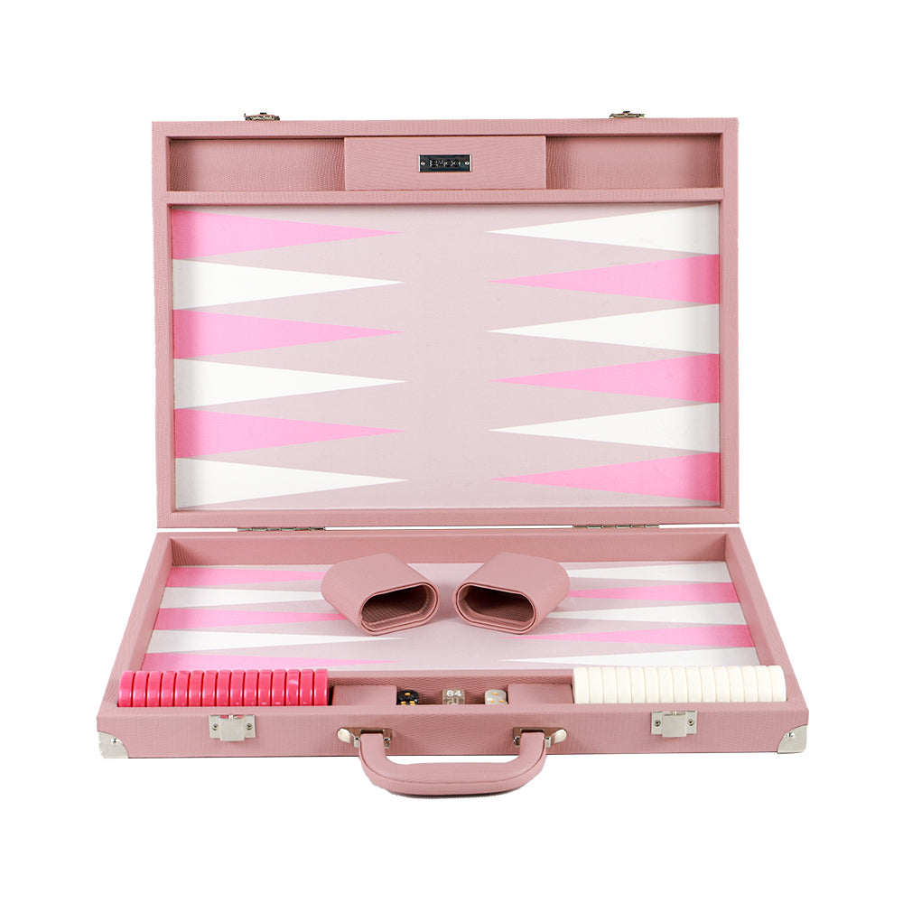 BACO Rose Pink Lizard Large Backgammon - bacobackgammon