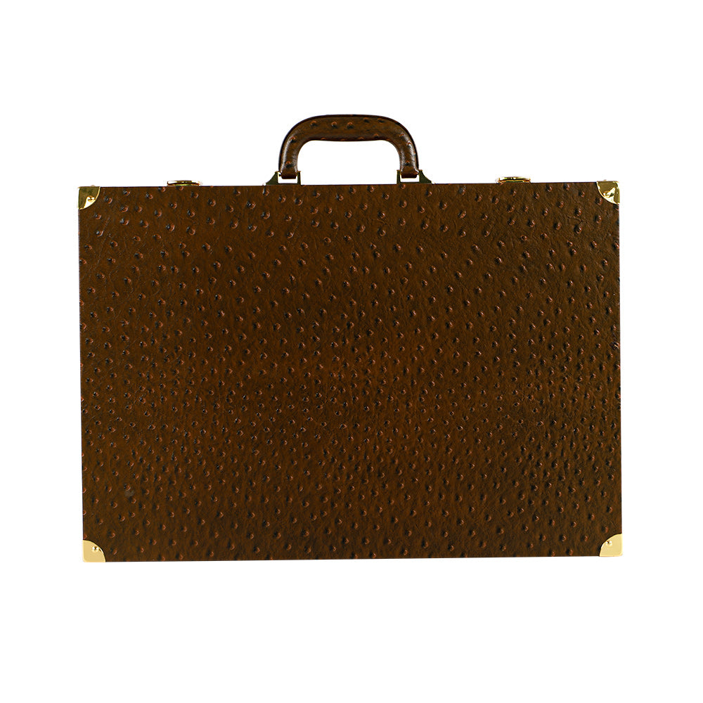 BACO Walnut Brown Ostrich Large Backgammon - bacobackgammon
