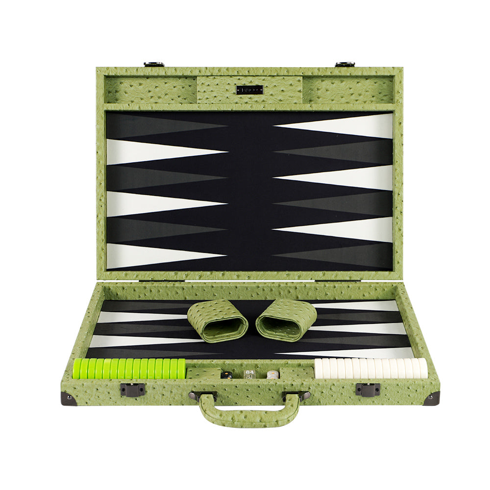 BACO Emerald Green Ostrich Large Backgammon