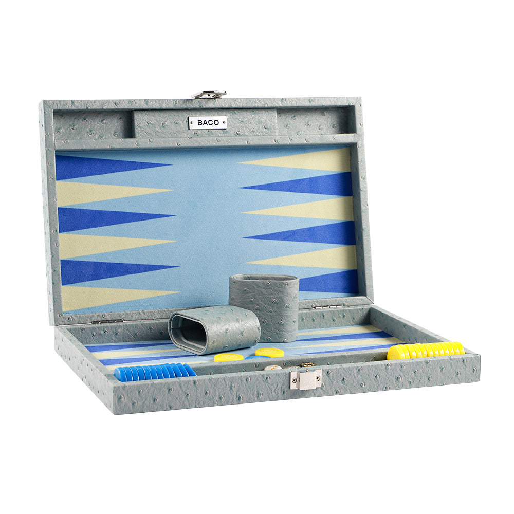 BACO Backgammon Autruche Bleu Nuage-15inch