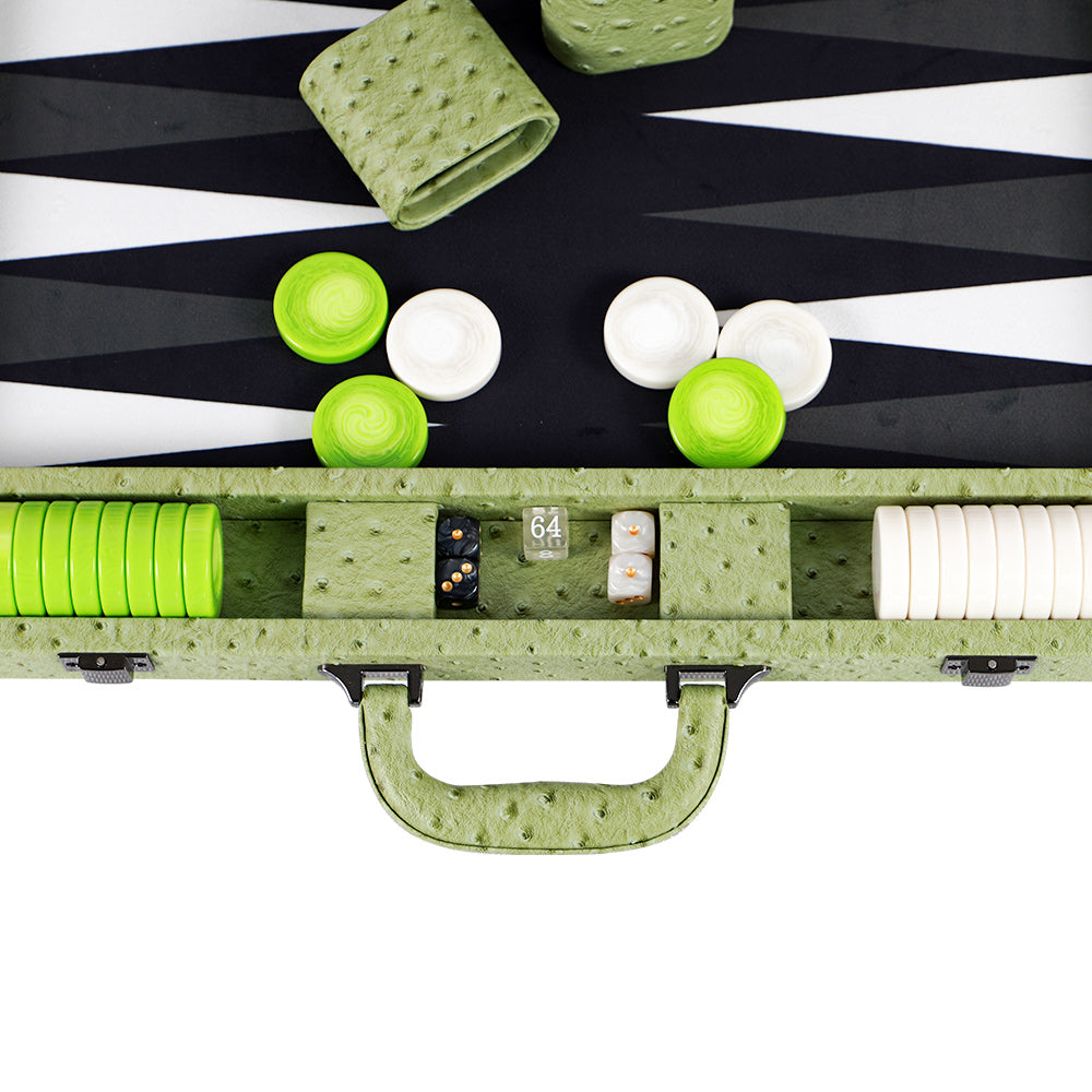 BACO Emerald Green Ostrich Large Backgammon