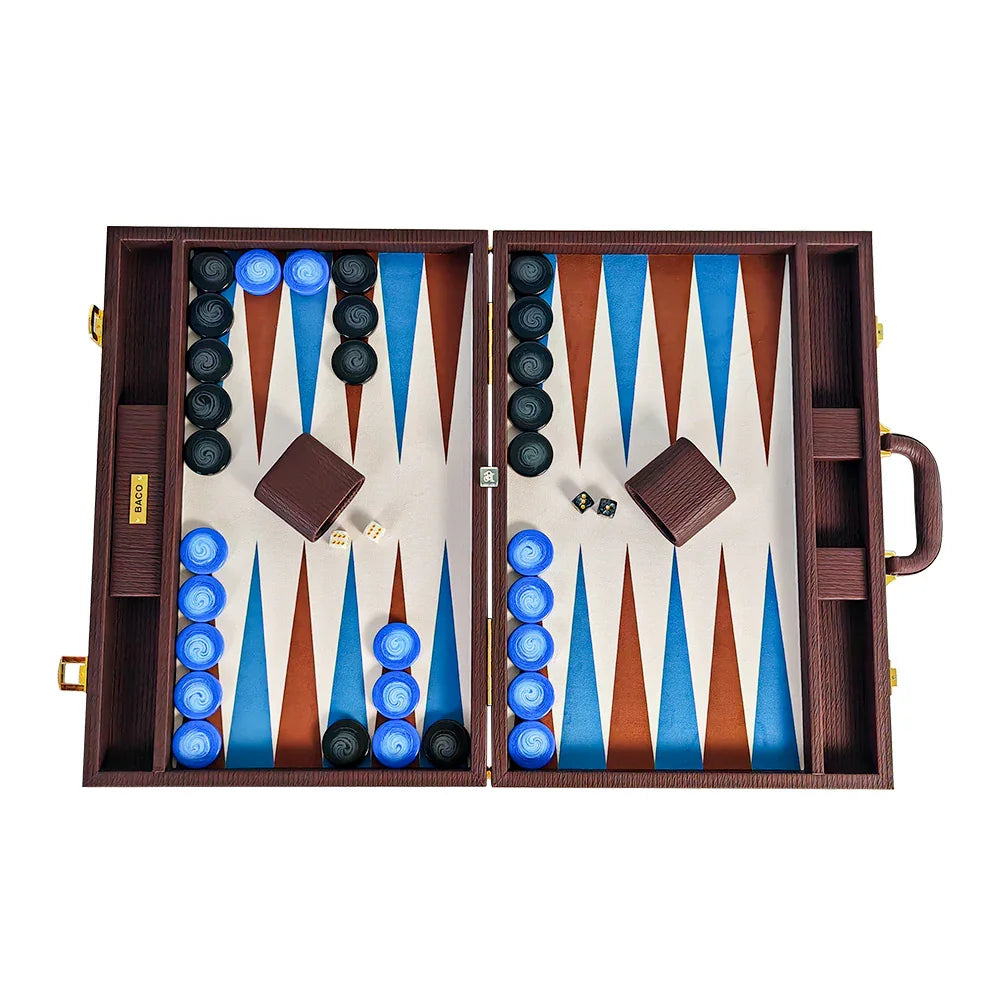 Top view of brown vine backgammon layout