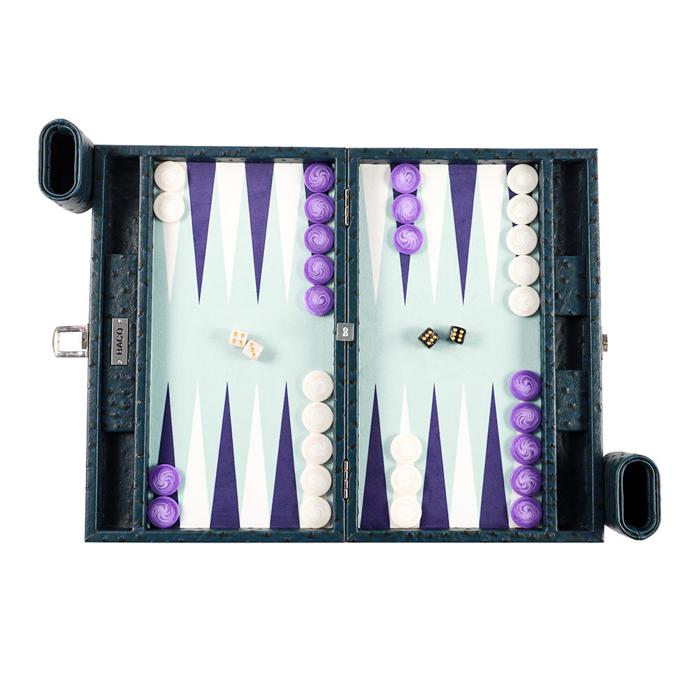 BACO Backgammon Marineblauer Strauß Mittel