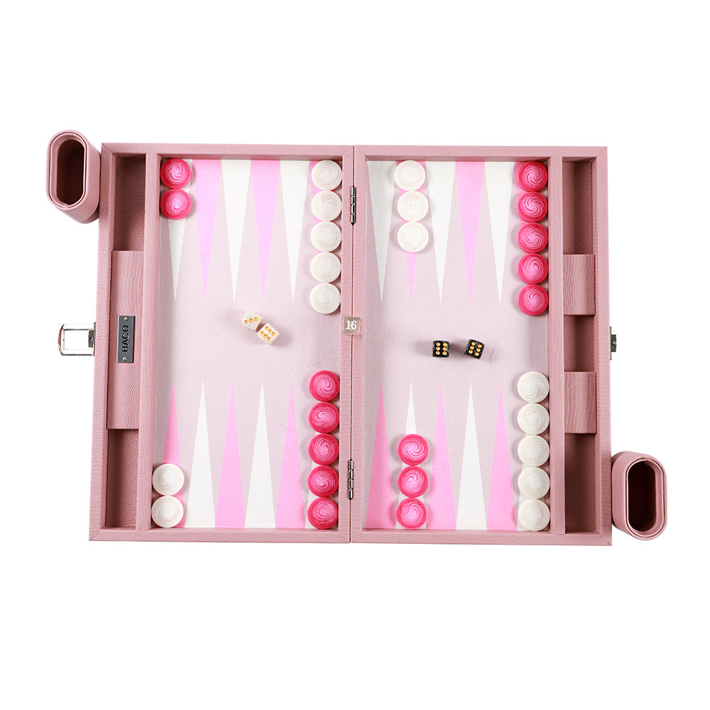 BACO Rose Pink Lizard Medium Backgammon - bacobackgammon