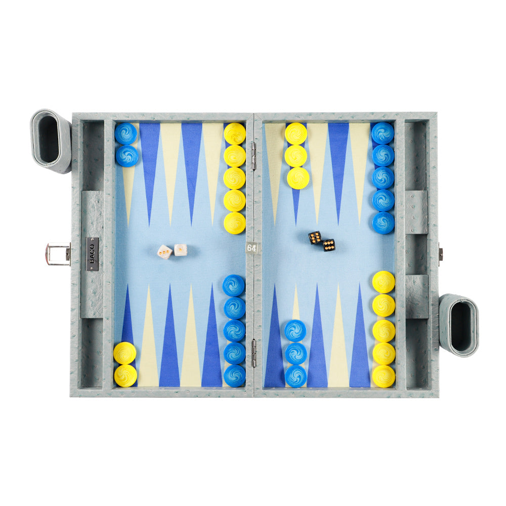BACO Backgammon Autruche Bleu Nuage-15inch