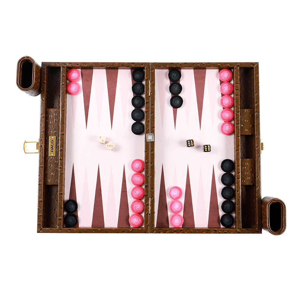 BACO Backgammon Walnussbraun Strauß Medium