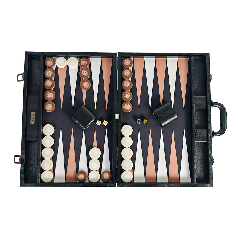 BACO Jet Black Snake Large Backgammon - bacobackgammon