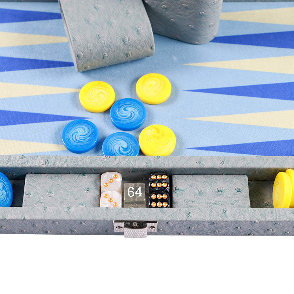 BACO Backgammon Autruche Bleu Nuage-15inch