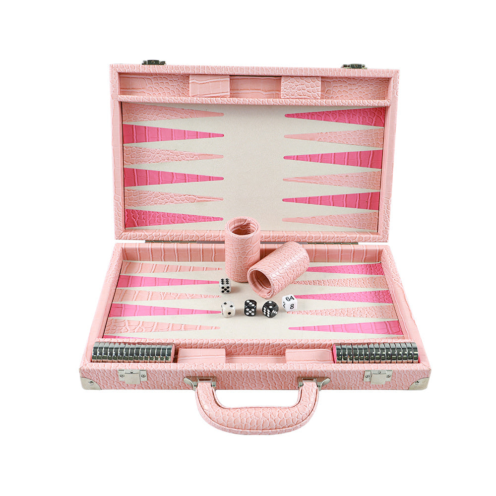 Pink Alligator Backgammon-15.7inches