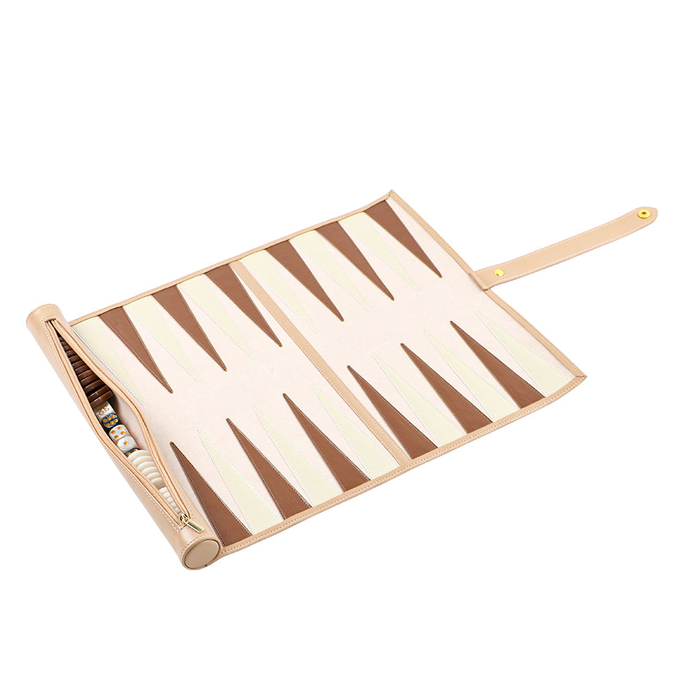 Roll Up Backgammon Travel Set-Brown - bacobackgammon