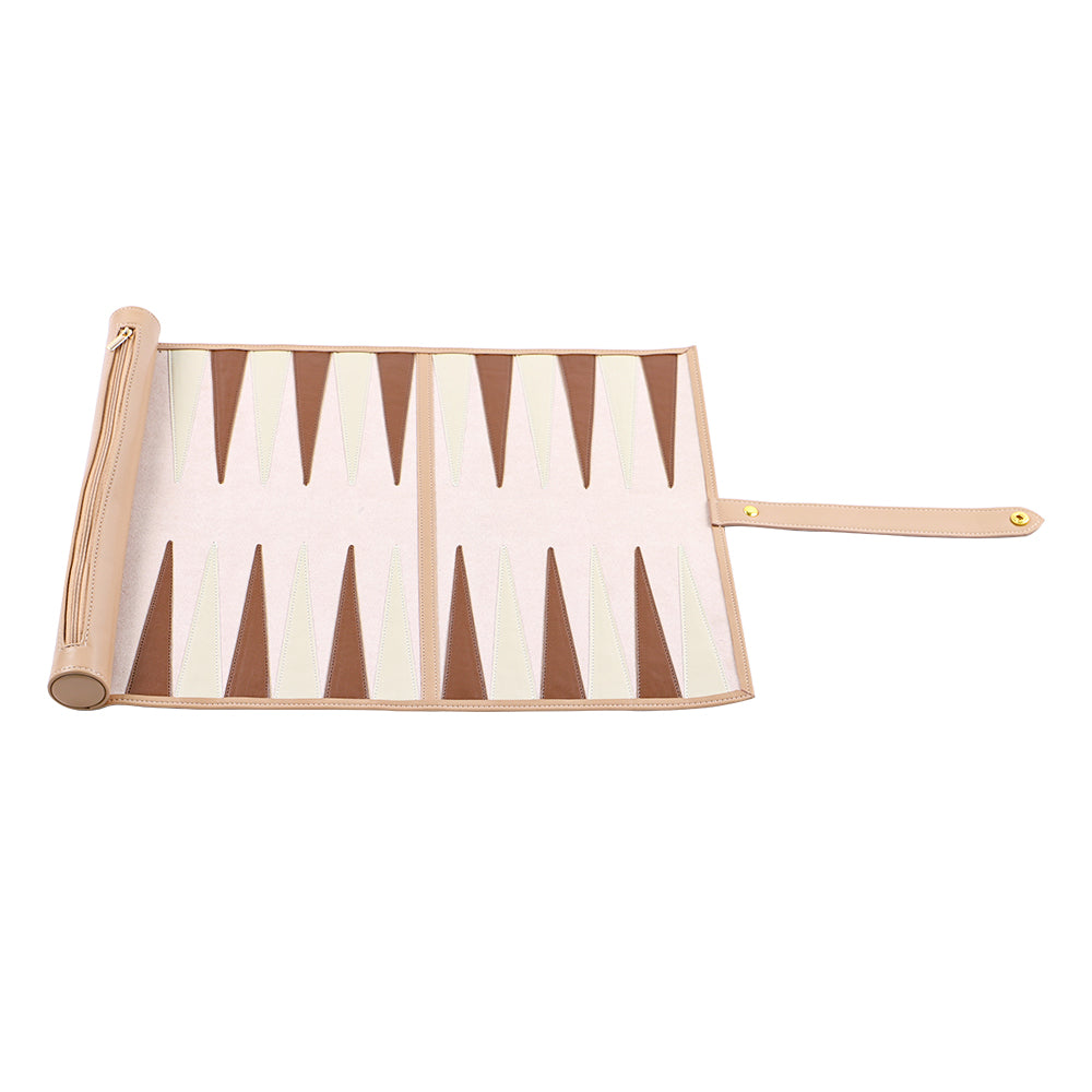 Roll Up Backgammon Travel Set-Brown - bacobackgammon