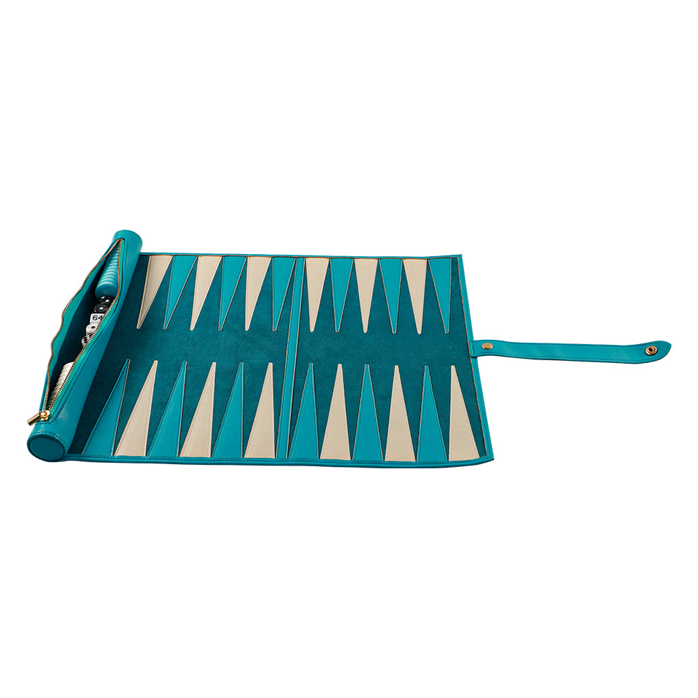 Roll Up Backgammon Travel Set-Green - bacobackgammon