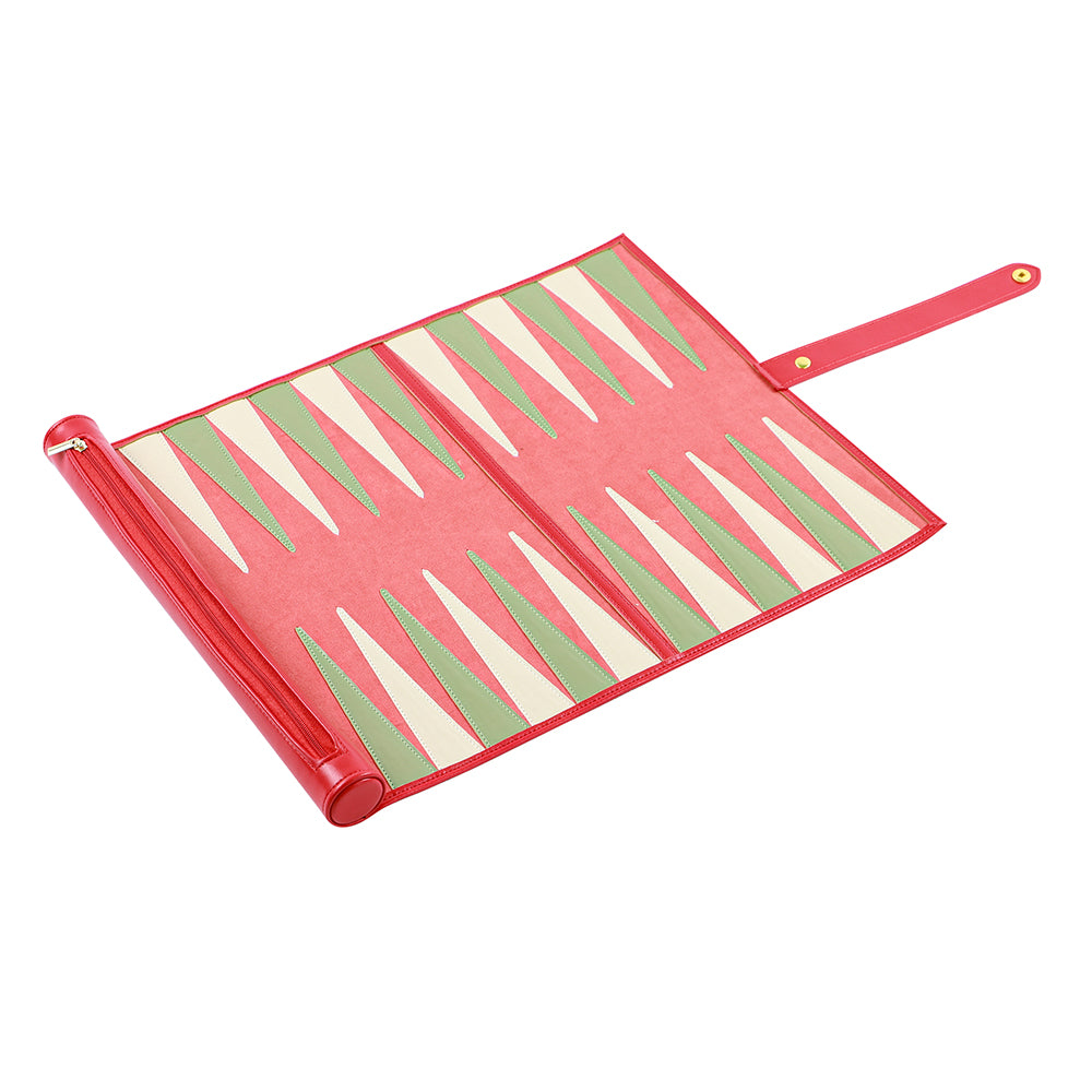 Roll Up Backgammon Travel Set-Red - bacobackgammon