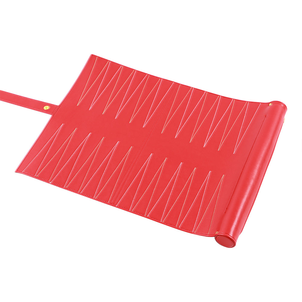 Roll Up Backgammon Travel Set-Red - bacobackgammon