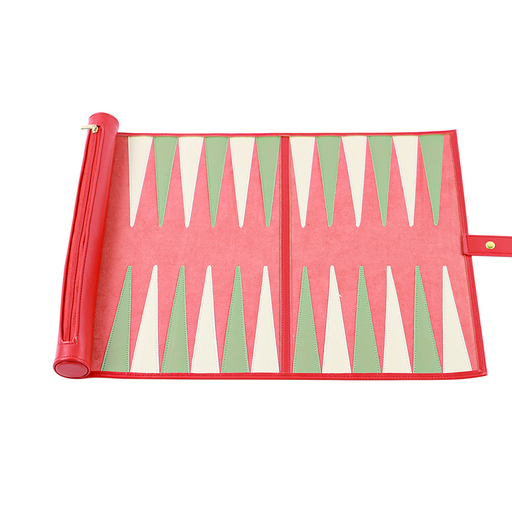Roll Up Backgammon Travel Set-Red - bacobackgammon