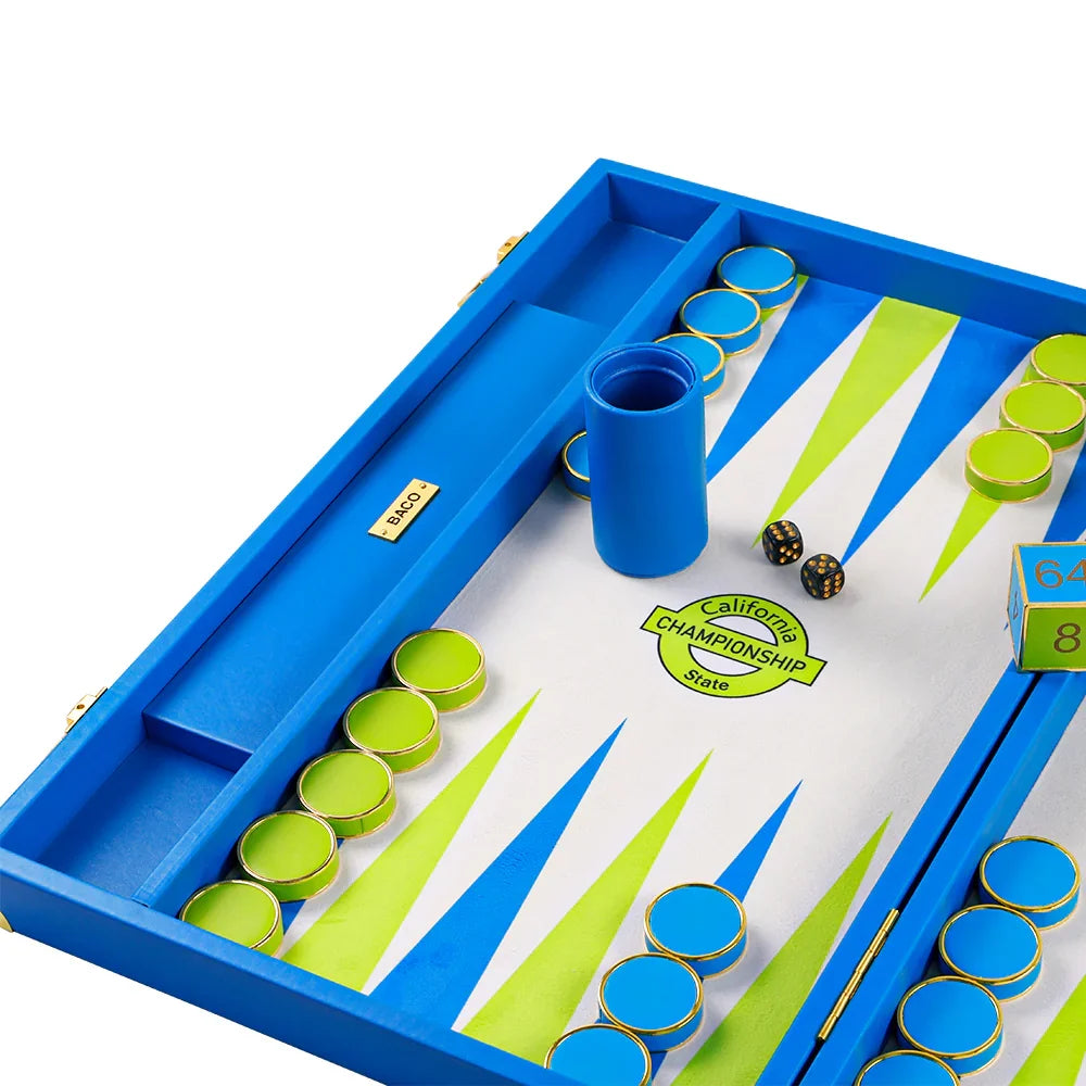 Solid metal doubling cube 170g on luxury backgammon board