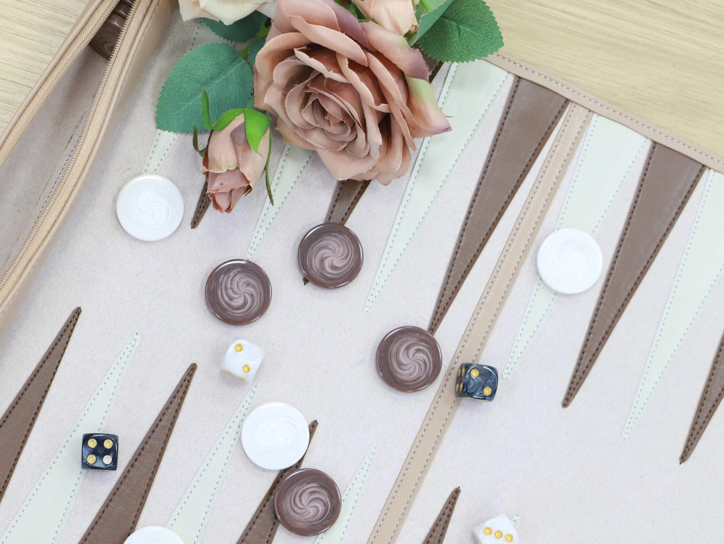 Roll Up Backgammon Travel Set-Brown - bacobackgammon