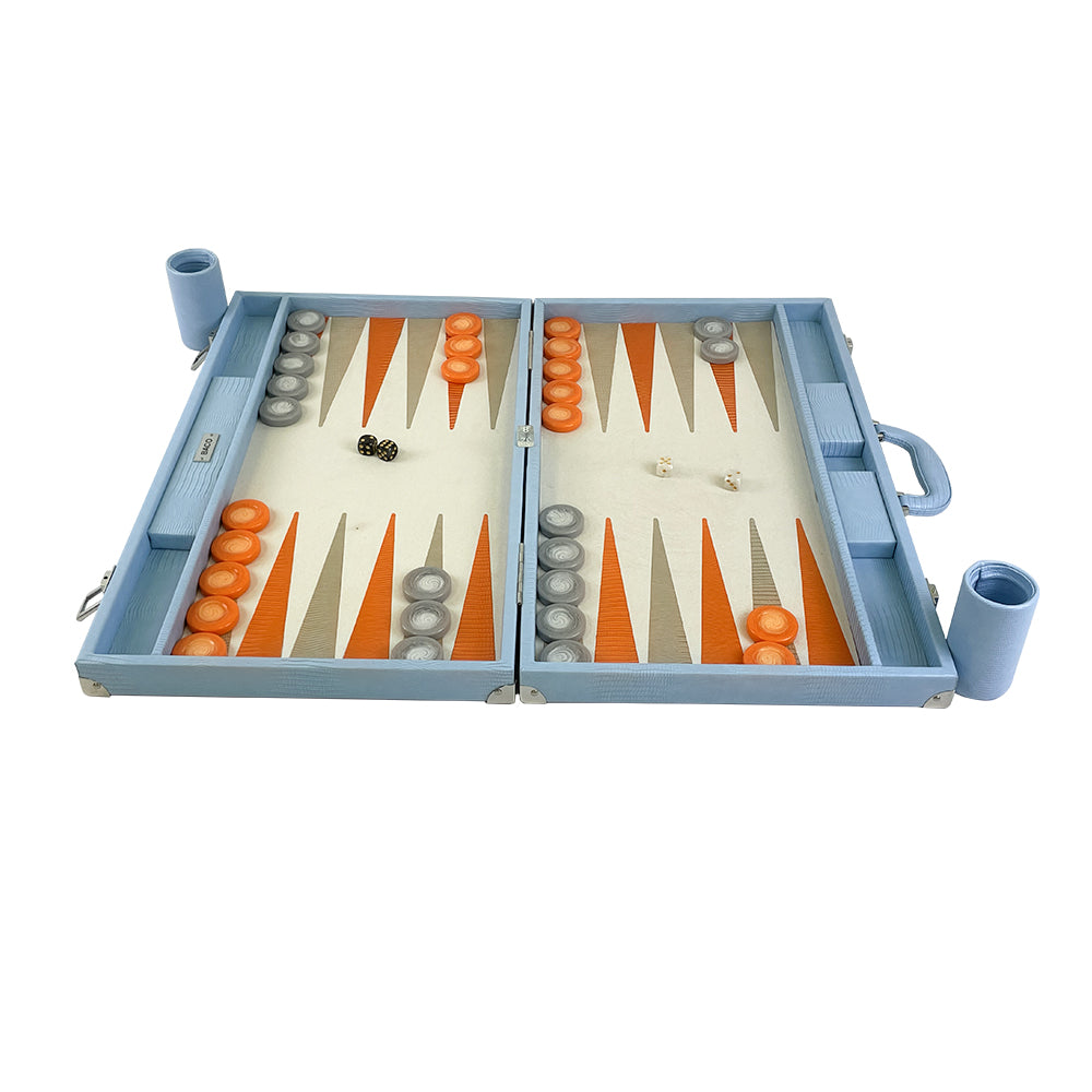 BACO Sky Blue Lizard Luxury Backgammon-21inch