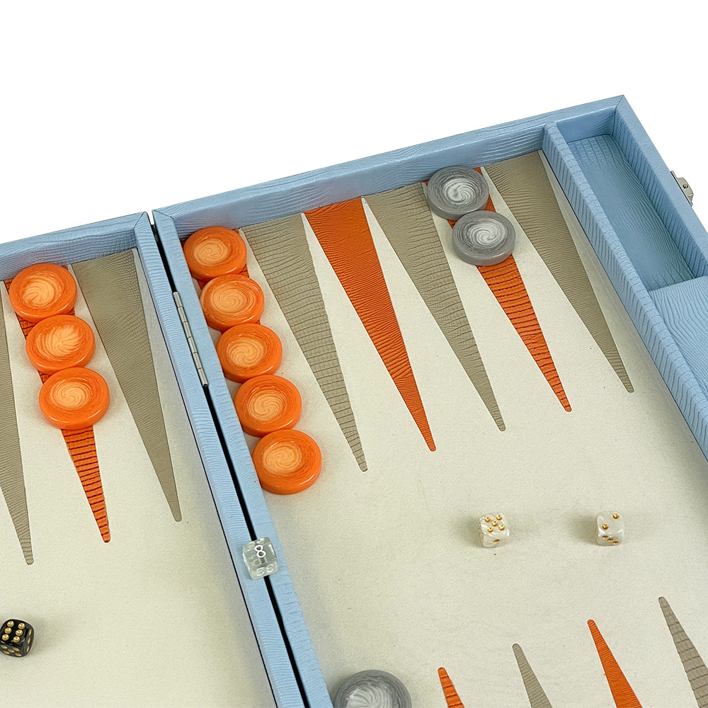 BACO Sky Blue Lizard Luxury Backgammon-21inch
