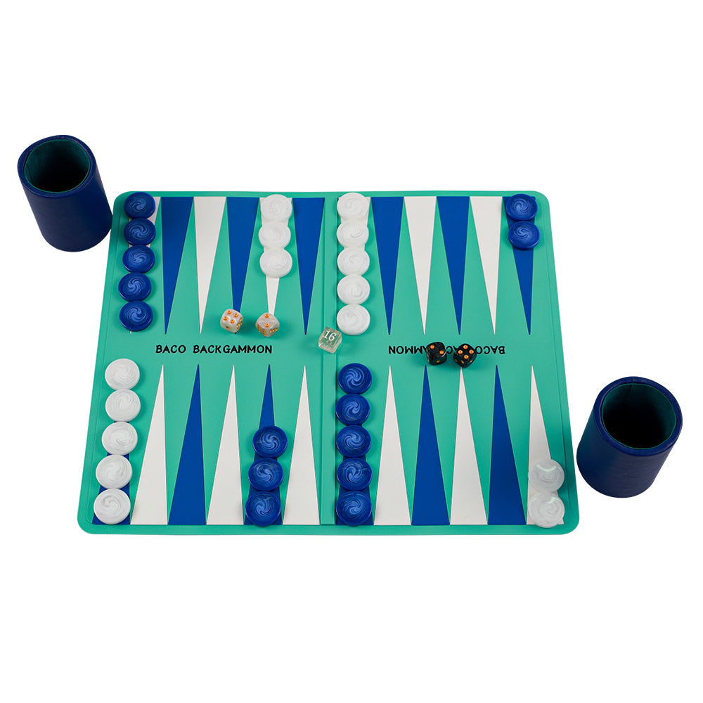 BACO Blue Washable Backgammon Roll - bacobackgammon