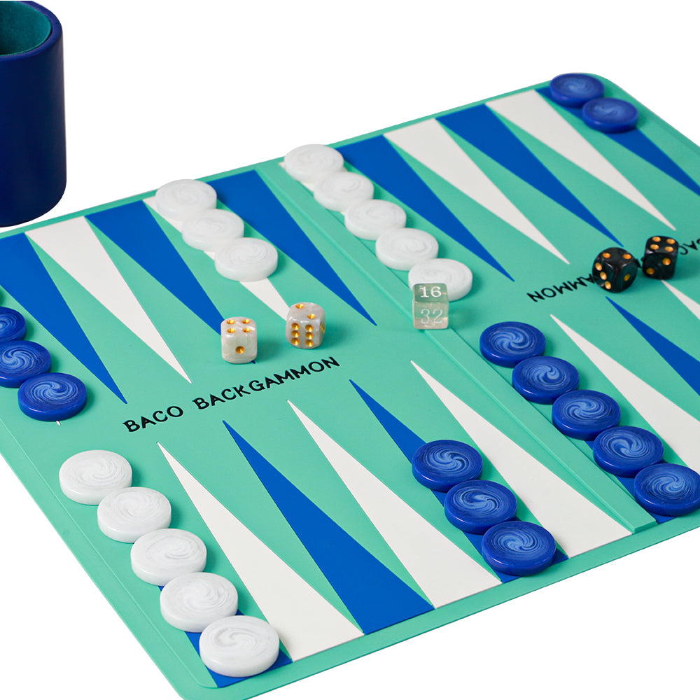 BACO Blue Washable Backgammon Roll - bacobackgammon