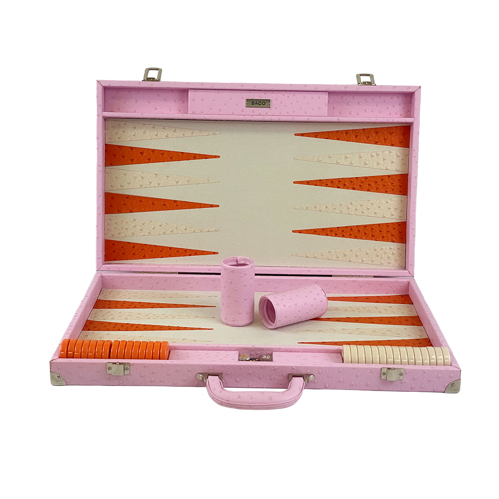 BACO Pink Ostrich Backgammon-21inch