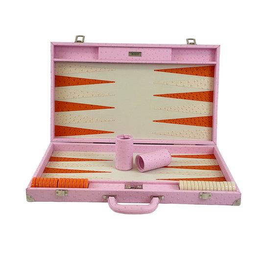 BACO Pink Ostrich Backgammon-21inch