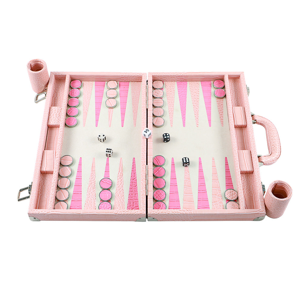 Pink Alligator Backgammon-15.7inches