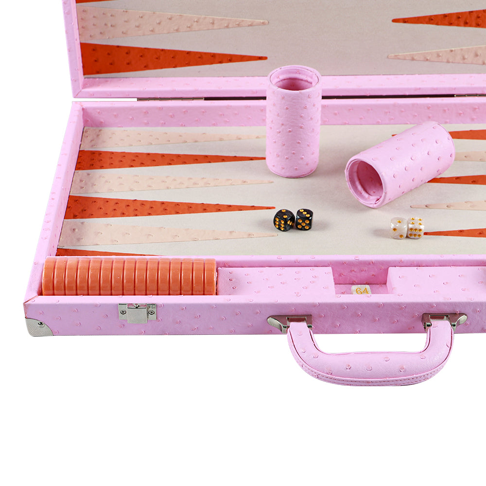BACO Pink Ostrich Backgammon-21inches