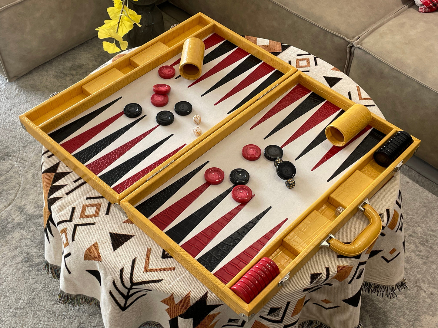 BACO Golden Crocodile Luxury Backgammon-21inch
