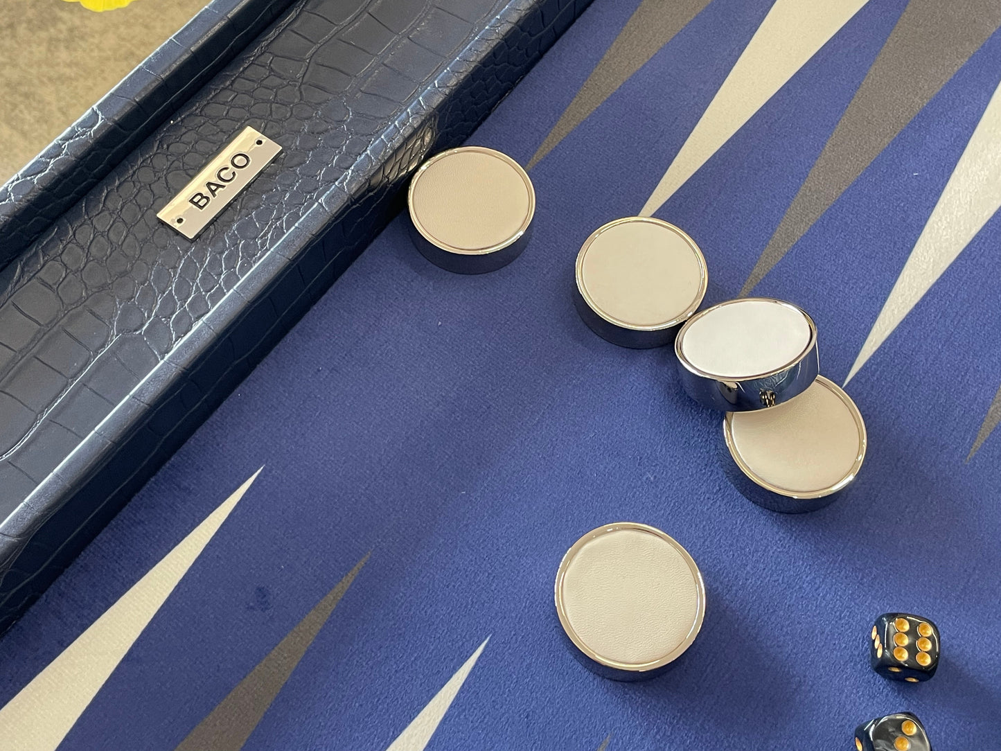 BACO Midnight Blue Crocodile Luxury Backgammon-23inch