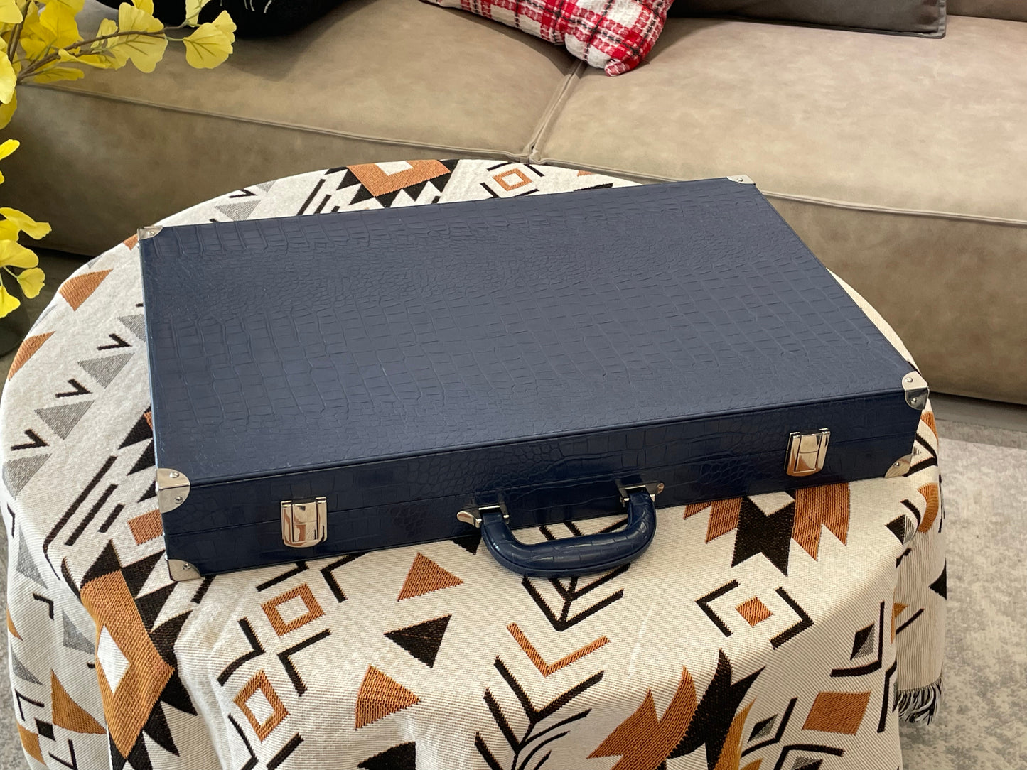 BACO Midnight Blue Crocodile Luxury Backgammon-23inch