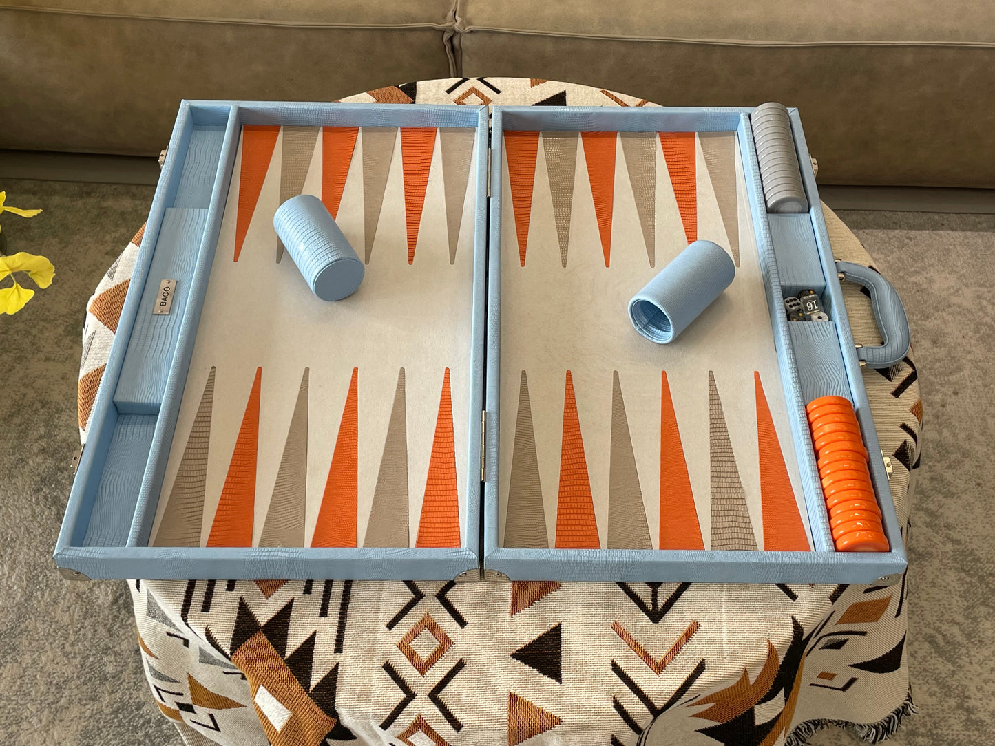 BACO Sky Blue Lizard Luxury Backgammon-21inch
