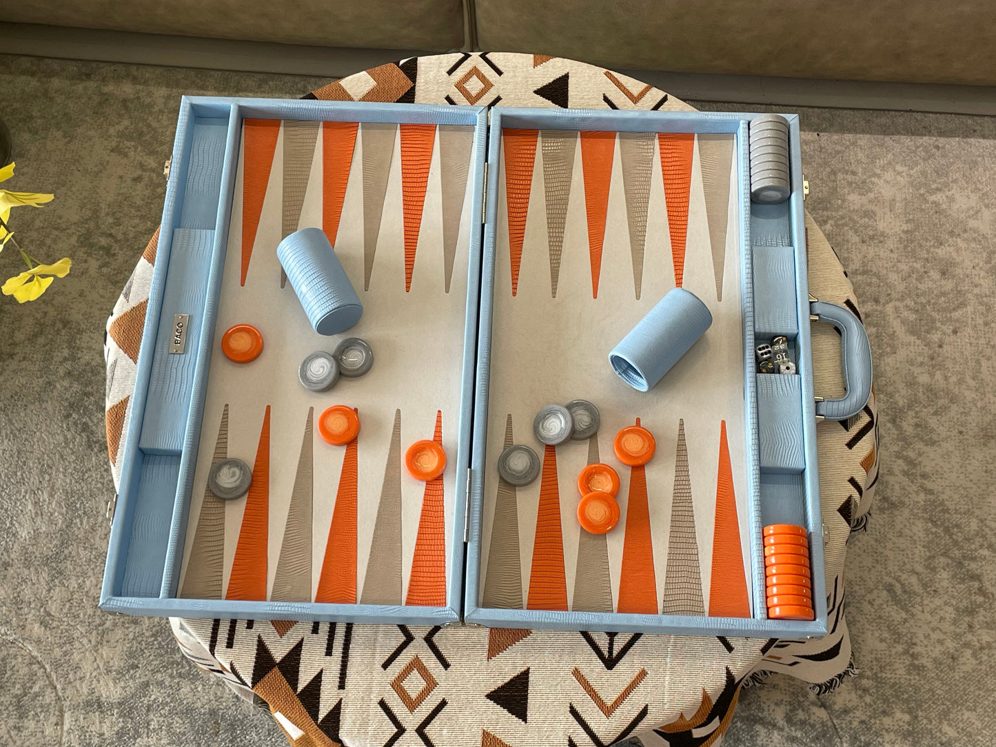 BACO Sky Blue Lizard Luxury Backgammon-21inch